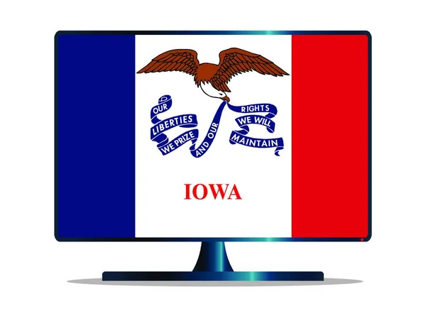 Téléviseur Écran Ordinateur Avec Drapeau Iowa — Image vectorielle