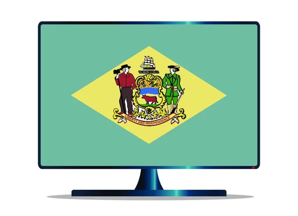 Οθόνη Τηλεόρασης Υπολογιστή Σημαία Κράτους Delaware — Διανυσματικό Αρχείο