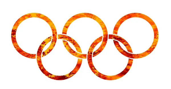 白い背景の上にセットされた火のオリンピックスタイルのリング — ストックベクタ