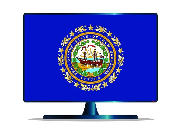 Uno Schermo Computer Con Bandiera Dello Stato Del New Hampshire — Vettoriale Stock