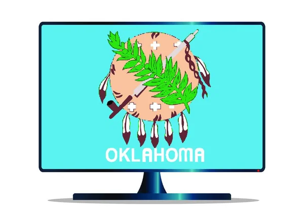 Téléviseur Écran Ordinateur Avec Drapeau État Oklahoma — Image vectorielle