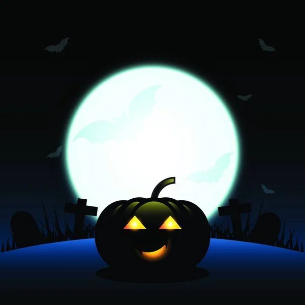 Zucca Halloween Creato Sfondo Luna Piena Vettore Stock — Vettoriale Stock