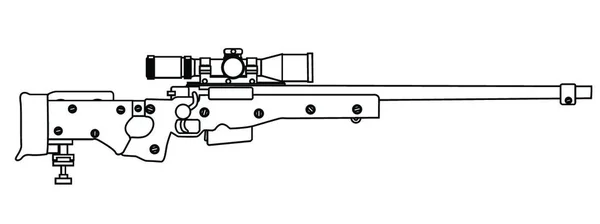 白に隔離された現代の狙撃銃 — ストックベクタ