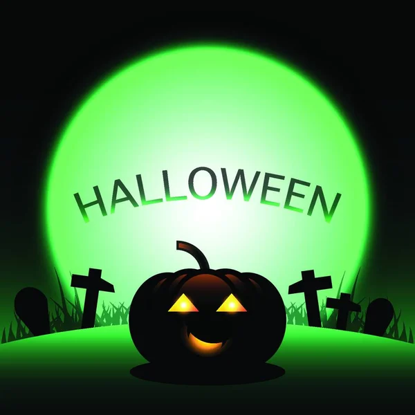 Halloween Tök Létre Zöld Hold Háttér Állomány Vektor — Stock Vector