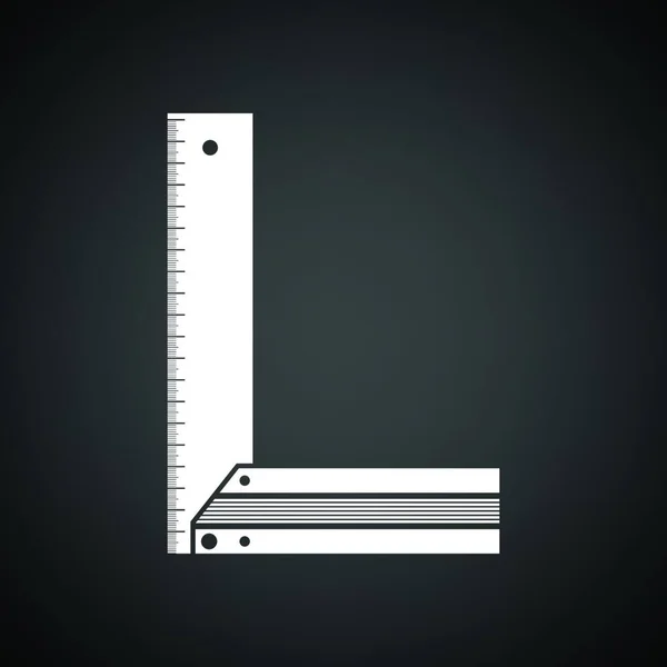 Setsquare Ikon Svart Bakgrund Med Vit Vektorillustration — Stock vektor
