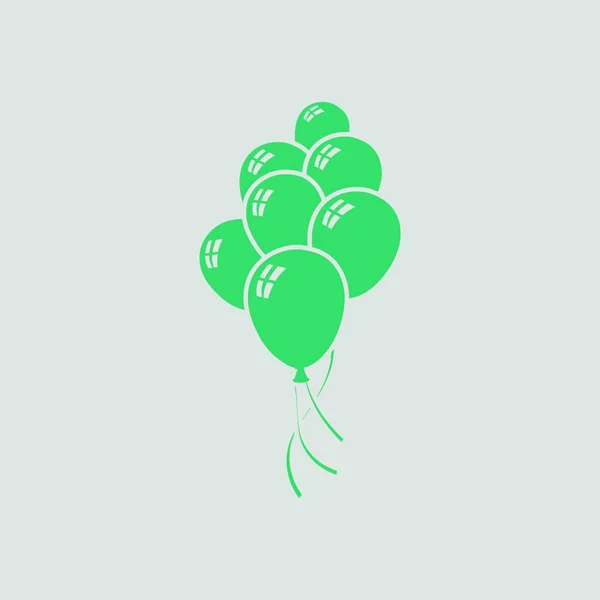 Party Luftballons Und Sterne Symbole Grauer Hintergrund Mit Grün Vektorillustration — Stockvektor