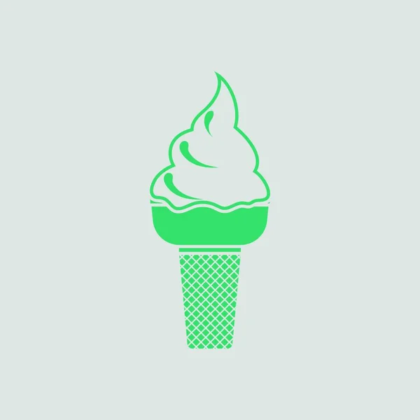 Icône Crème Glacée Fond Gris Avec Vert Illustration Vectorielle — Image vectorielle