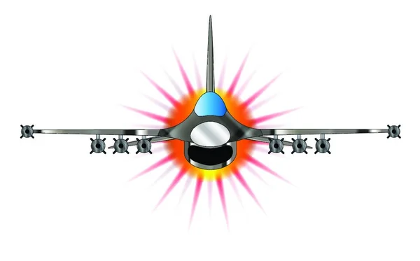 フルスロットルで現代ジェット戦闘機の描写 — ストックベクタ