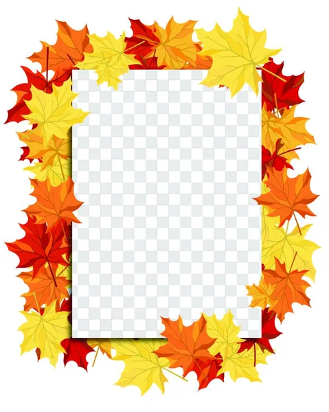 Autumn Frame Falling Maple Leaves Transparency Alpha Grid Background Vector — Stock Vector