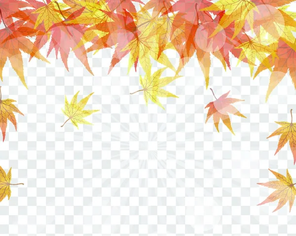 Bingkai Musim Gugur Dengan Daun Maple Jatuh Pada Latar Belakang - Stok Vektor