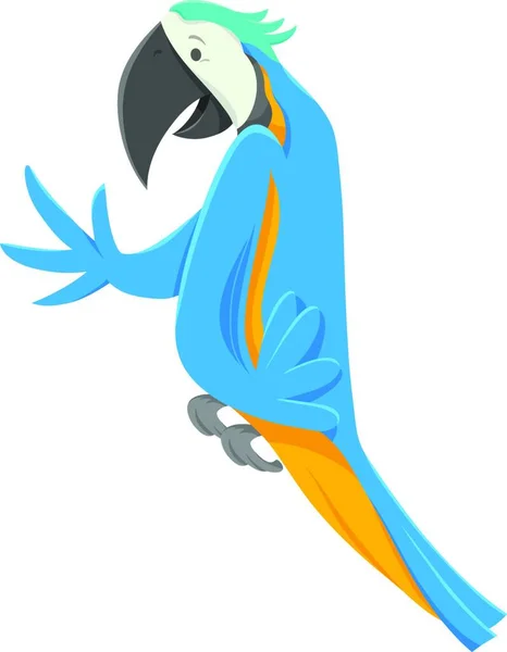 Desenhos Animados Ilustração Macaw Bird Caráter Animal Engraçado —  Vetores de Stock