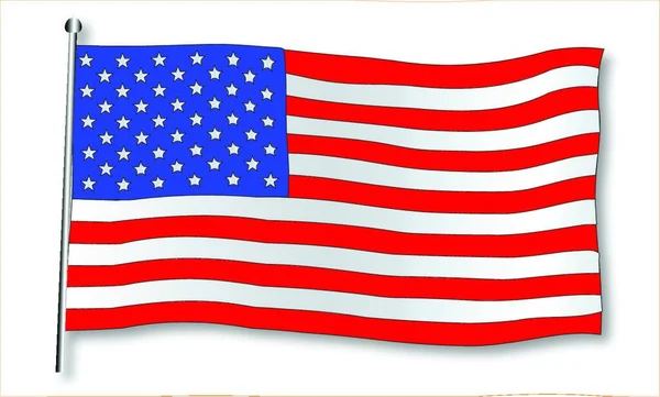 Een Amerikaanse Vlag Stars Stripes Tegen Een Witte Achtergrond — Stockvector