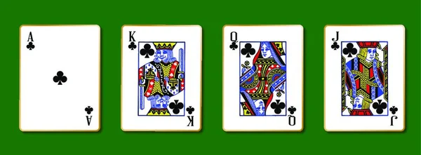 Die Royal Clubs Spielen Karten Mit Dem Auf Grünem Hintergrund — Stockvektor