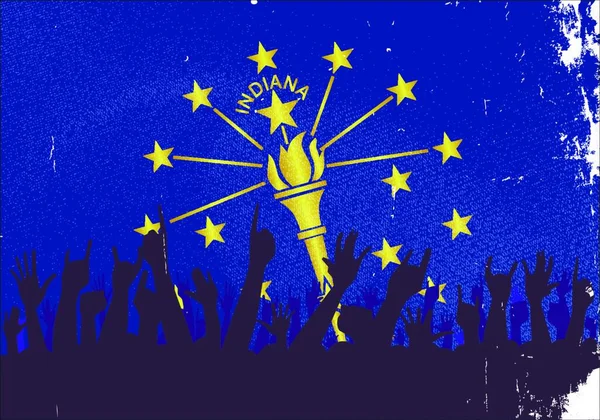 Obecenstvo Šťastná Reakce Indiana State Flag Pozadí — Stockový vektor