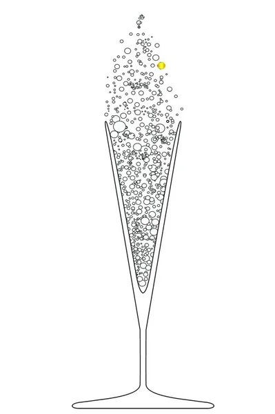 Подібне Скло Бульбашками Шампанського Однією Бульбашкою Золоті — стоковий вектор
