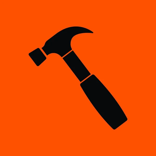 Icono Martillo Fondo Naranja Con Negro Ilustración Vectorial — Vector de stock