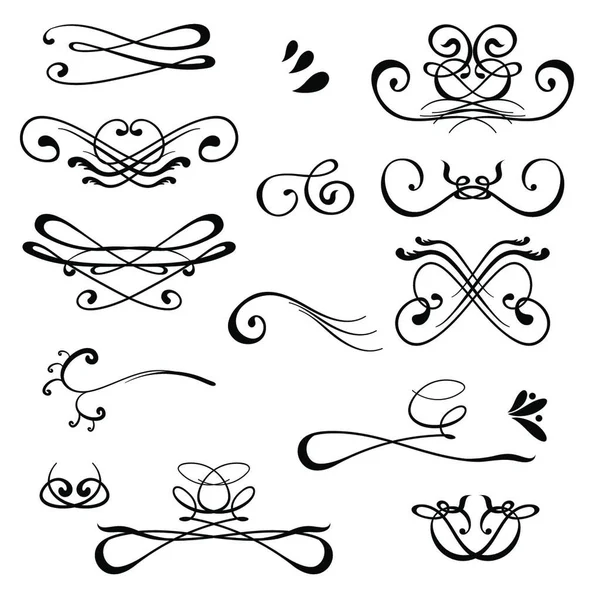 Vintage Calligraphic Design Elemente Set Von Dekoren Und Trennwänden Alte — Stockvektor