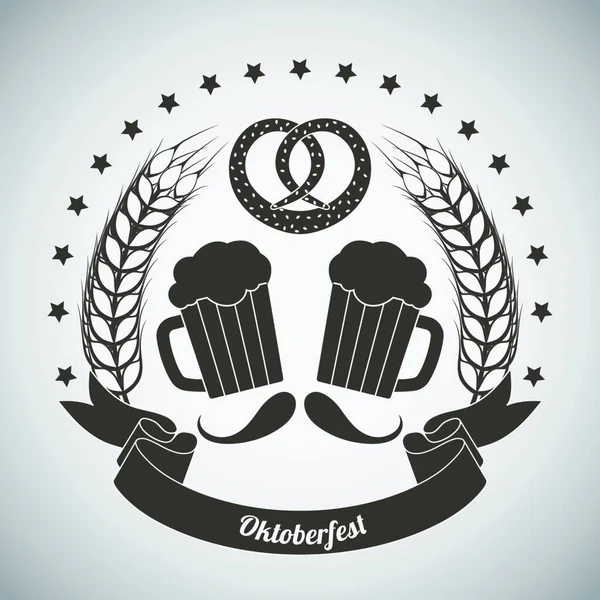 啤酒节葡萄酒会徽 灰色渐变背景上的暗褐色 矢量插图 — 图库矢量图片