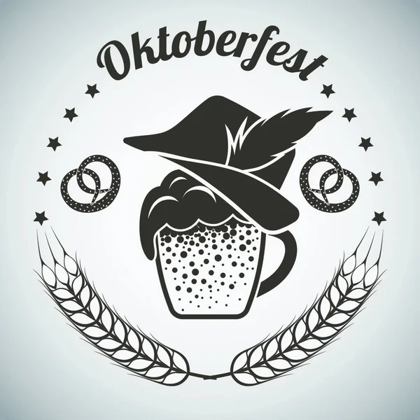 Oktoberfest Vintage Emblem Marrón Oscuro Sobre Fondo Gris Degradado Ilustración — Vector de stock