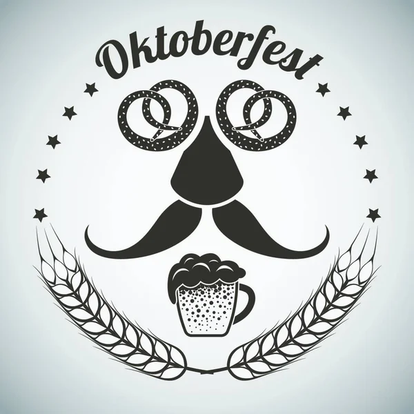 Oktoberfest Vintage Emblem Marrón Oscuro Sobre Fondo Gris Degradado Ilustración — Vector de stock