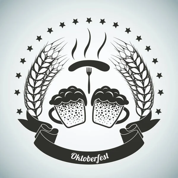 Oktoberfest Vintage Emblem Dunkelbraun Über Grauem Farbverlauf Hintergrund Vektorillustration — Stockvektor