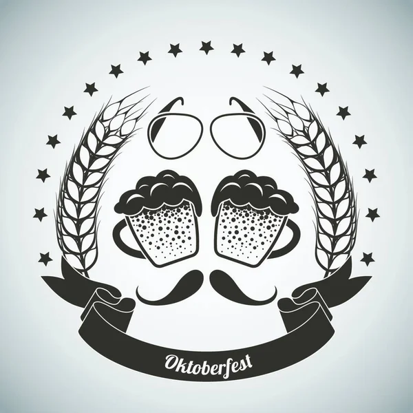 Oktoberfest Vintage Emblem Dunkelbraun Über Grauem Farbverlauf Hintergrund Vektorillustration — Stockvektor