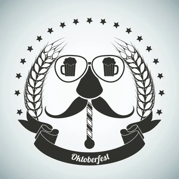 Emblema Vintage Dell Oktoberfest Marrone Scuro Sfondo Grigio Sfumato Illustrazione — Vettoriale Stock