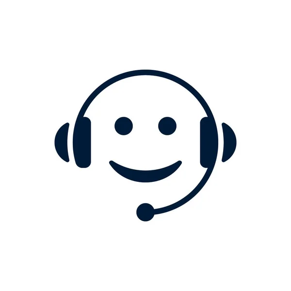 Call Center Ikonen Vit Bakgrund Flat Vektor Emoticon Design — Stock vektor