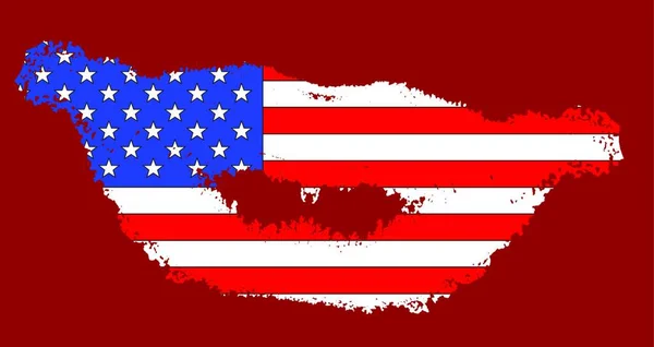 Bandera Stars Stripes Engarzada Con Labios Beso Grunge — Archivo Imágenes Vectoriales