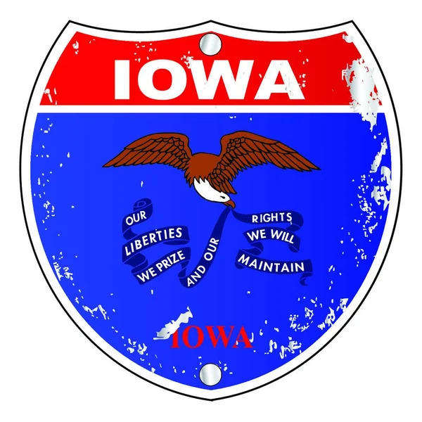 Iowa Icone Bandiera Come Segno Interstatale Uno Sfondo Bianco — Vettoriale Stock