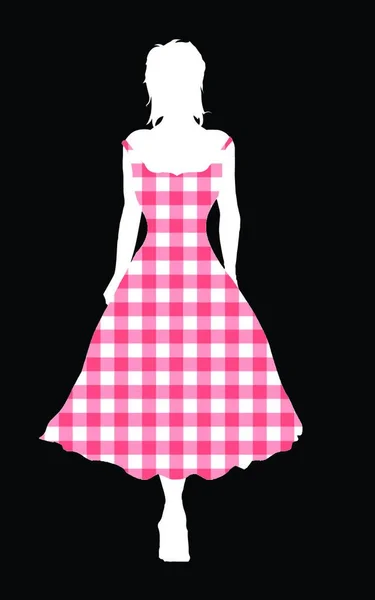 Κοριτσίστικη Σιλουέτα Βγαίνει Ένα Φόρεμα Από Τζιν — Διανυσματικό Αρχείο