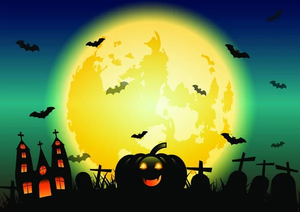 Halloween Noite Conceito Banner Fundo Estoque Vetor —  Vetores de Stock