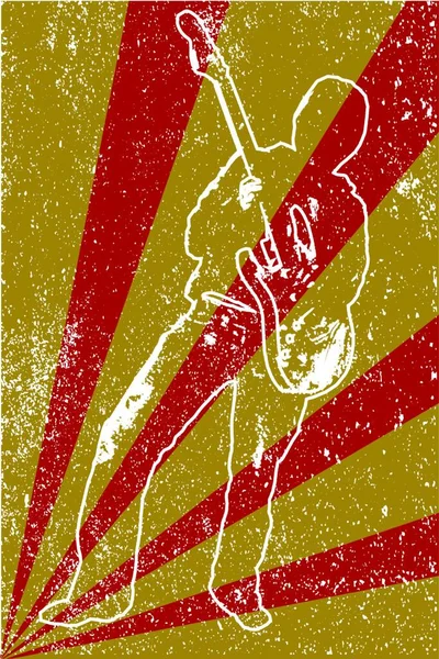 Guitariste Rock Roll Sur Une Affiche Concert Groupe — Image vectorielle