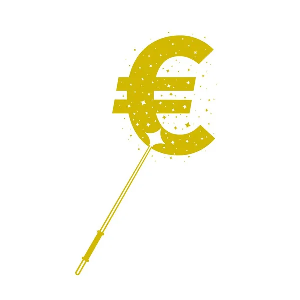 Magische Wands Met Euro Valuta Vorm Witte Achtergrond Magische Apparatuur — Stockvector