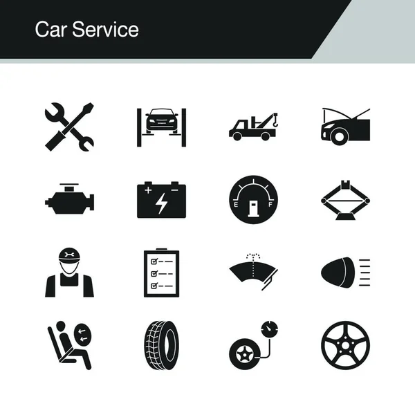 Icone Del Servizio Auto Progettazione Presentazione Grafica Applicazione Mobile Web — Vettoriale Stock