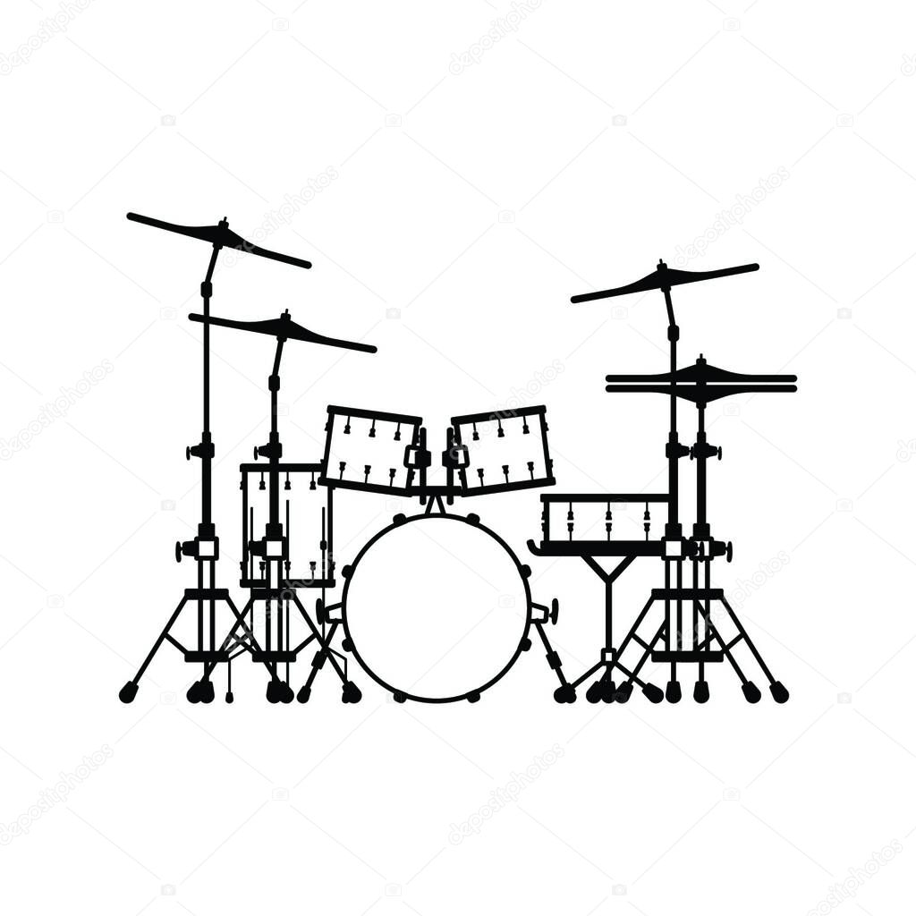 Drum set icon. Thin line design. Vector illustration.
