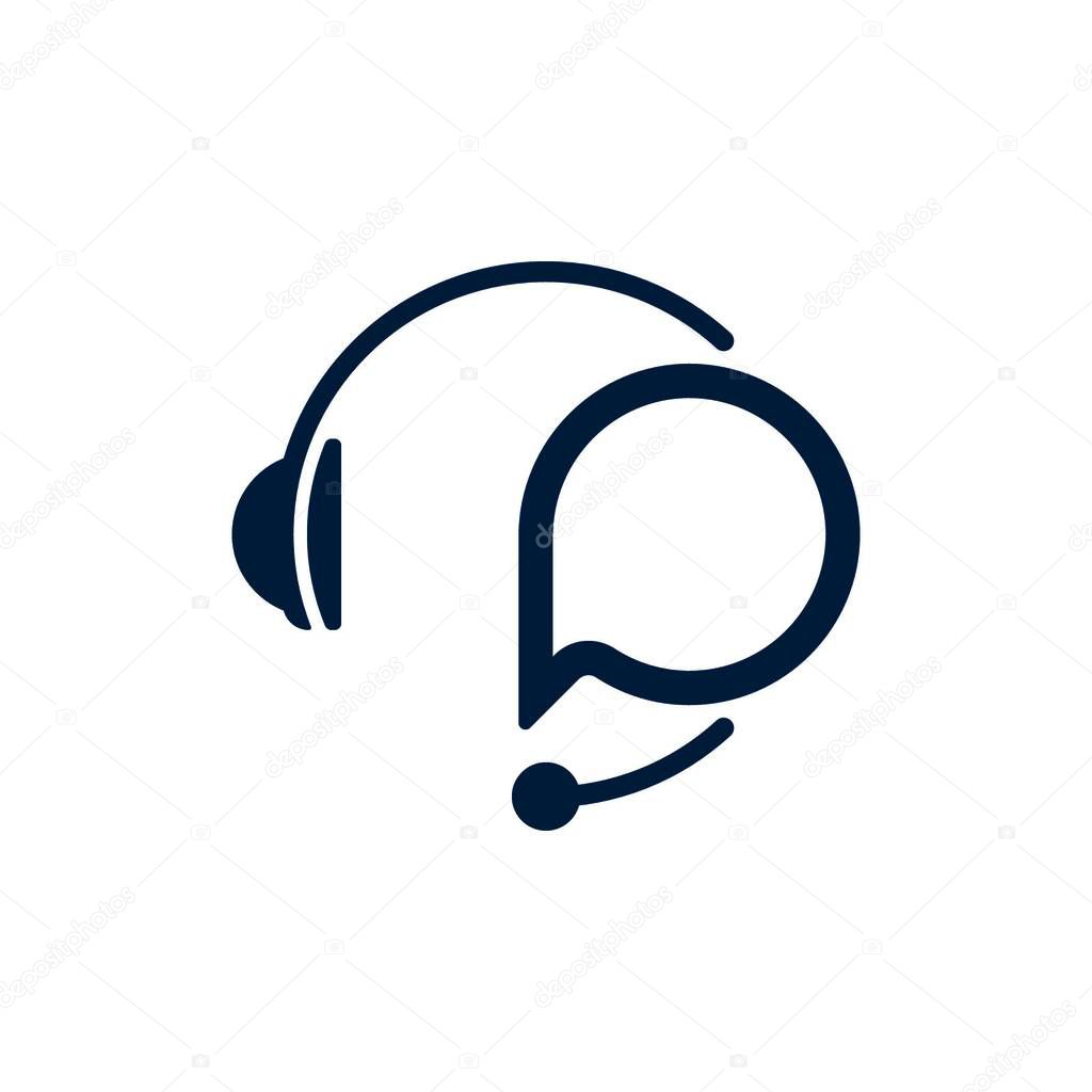 Support with speech bubble on white background. Flat vector support icon design.