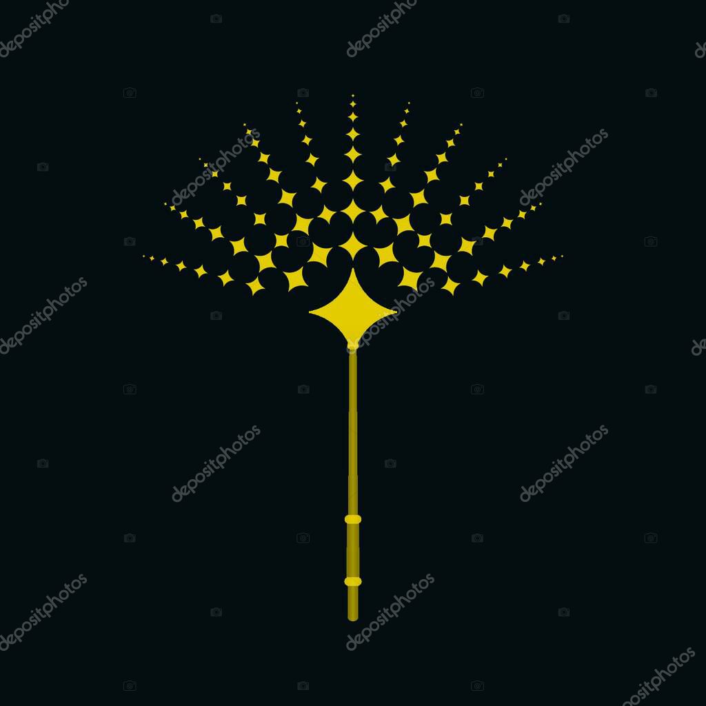 Magic wand with sun shaped stars on white background. Magical equipments vector design.