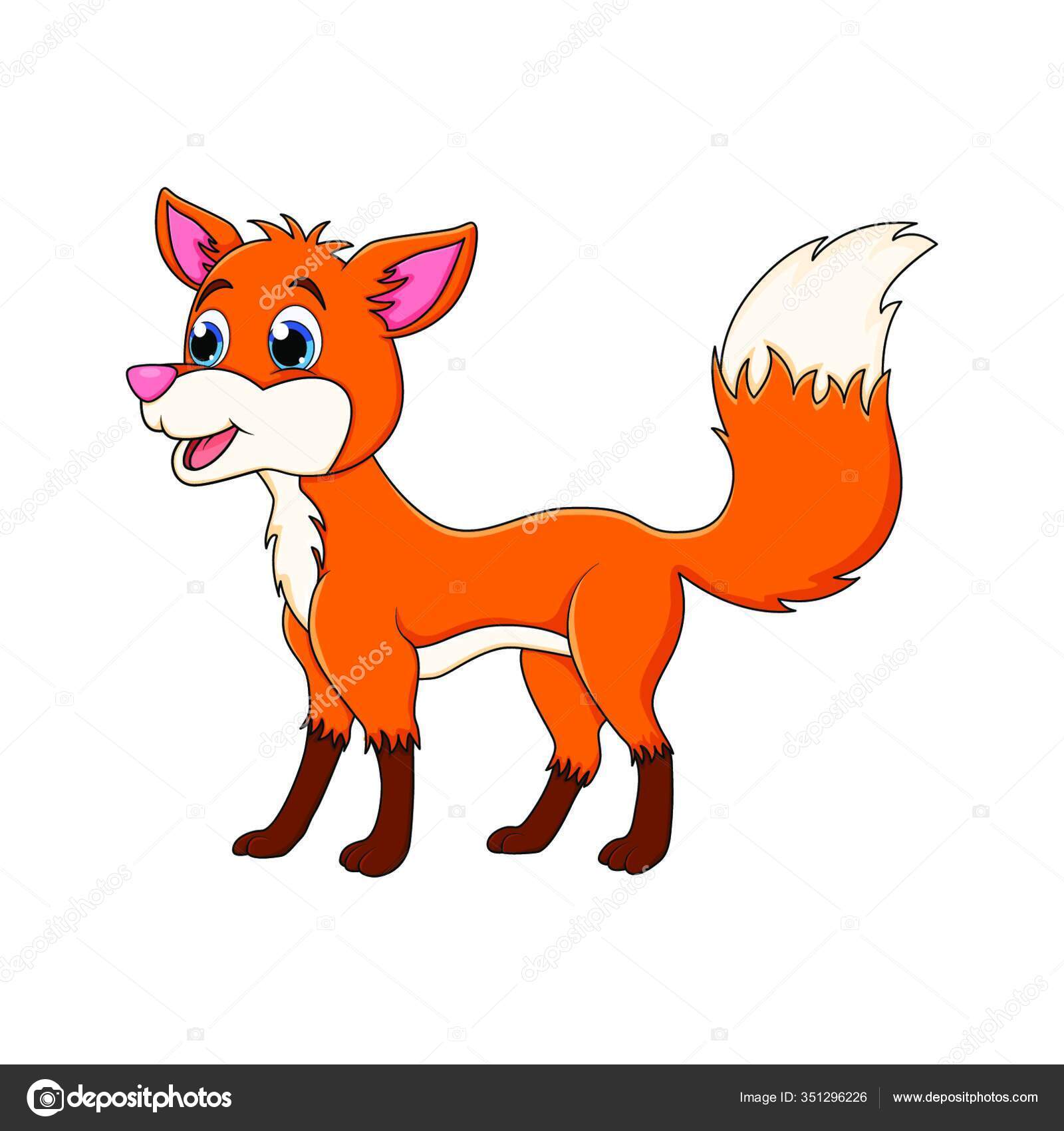 Dibujos Animados Animal Zorro Aislado Sobre Fondo Blanco — Vector de