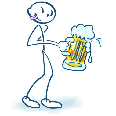 Stick figure with a big beer glass clipart