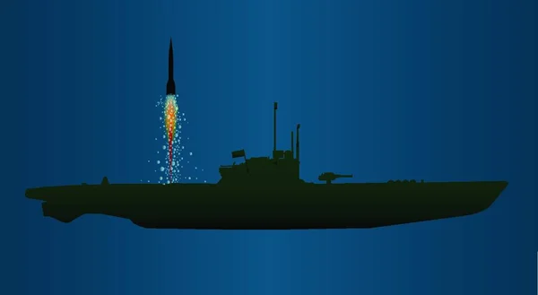 Submarino Submerso Lançar Míssil — Vetor de Stock