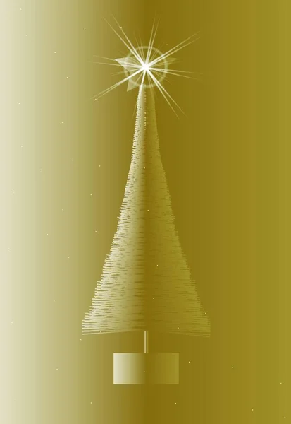 Zlatý Umělý Vánoční Stromek Hvězdou Jiskry — Stockový vektor