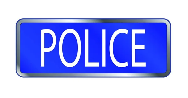 Segno Polizia Isolato Blu Metallo — Vettoriale Stock