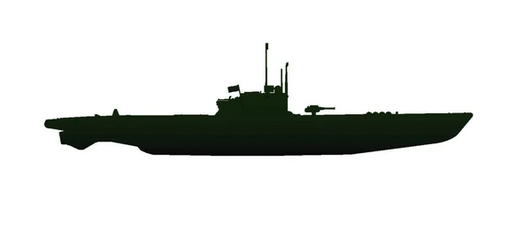 一艘典型的德国二战U型潜艇 — 图库矢量图片
