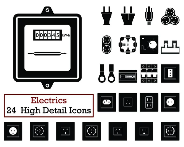 Conjunto Iconos Eléctricos Diseño Color Monocromo Ilustración Vectorial — Vector de stock