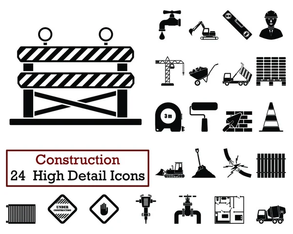 Conjunto Iconos Construcción Diseño Color Monocromo Ilustración Vectorial — Archivo Imágenes Vectoriales