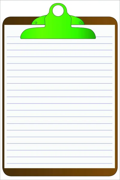Clipboard Lined Paper White Background — Stock Vector