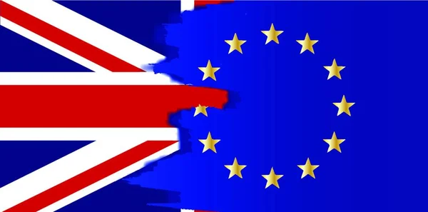 欧盟的国旗和欧盟的杰克混合在一起 — 图库矢量图片