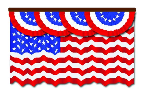 Row Stars Stripes Bunting Stars Stripes Flag White Background — Stock Vector