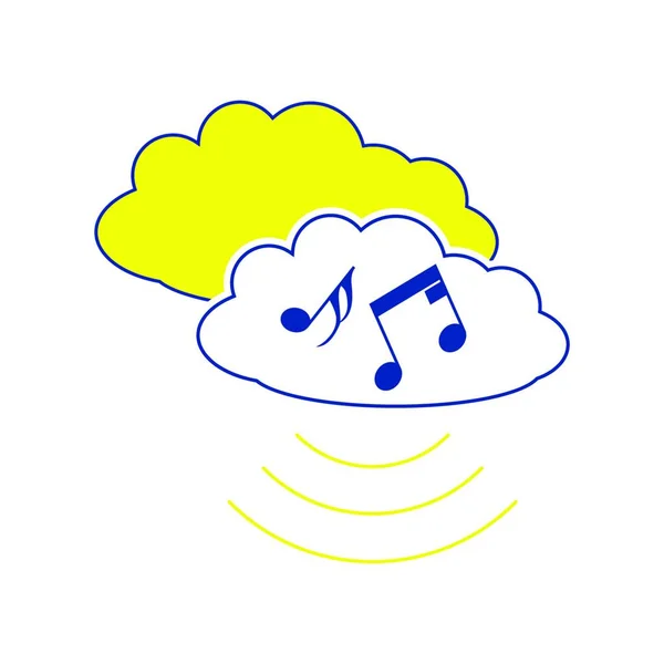 Music Cloud Ikonen Tunn Linje Design Vektorillustration — Stock vektor